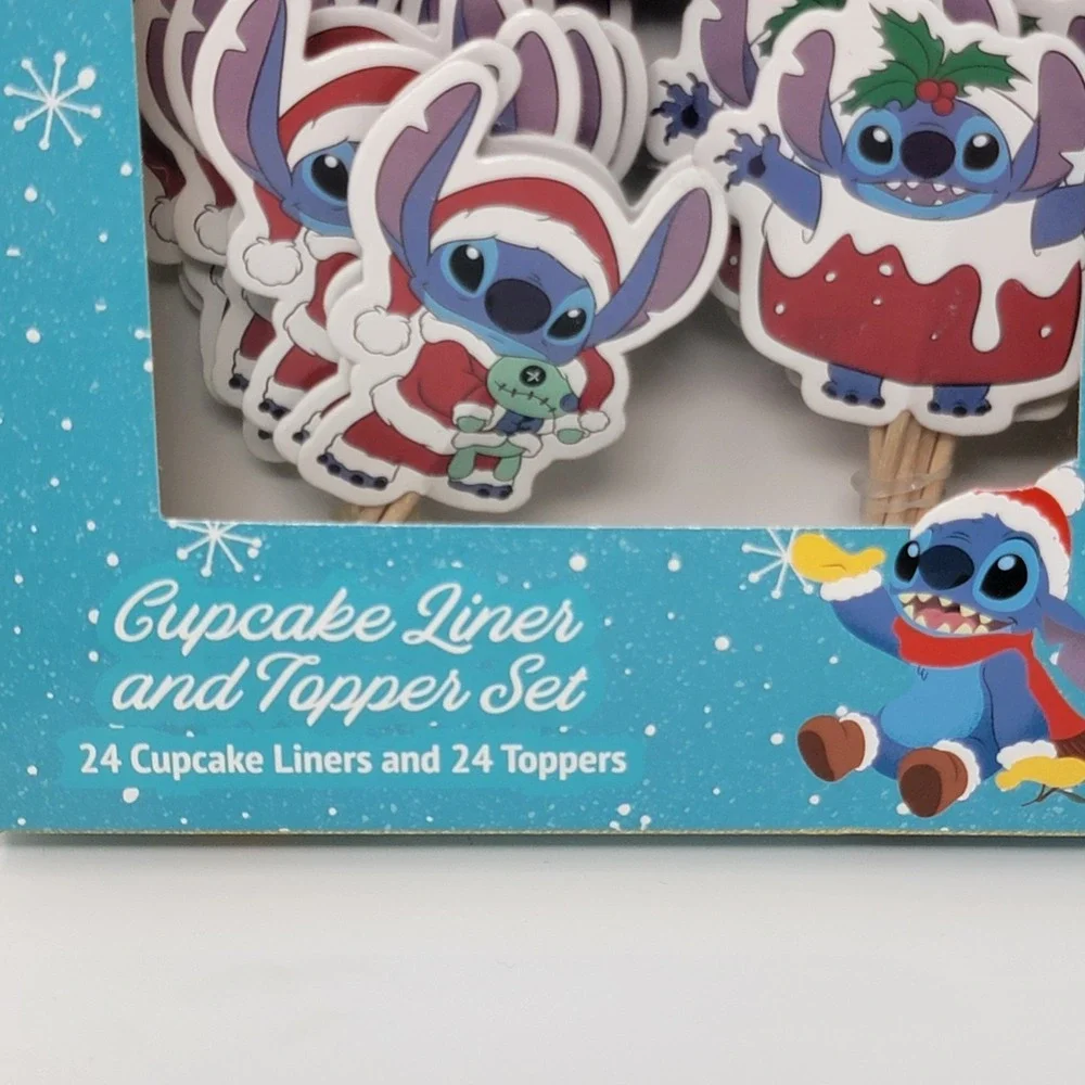 New! Disney Stitch Christmas Cupcake Liners & Toppers Set - 3 Packages